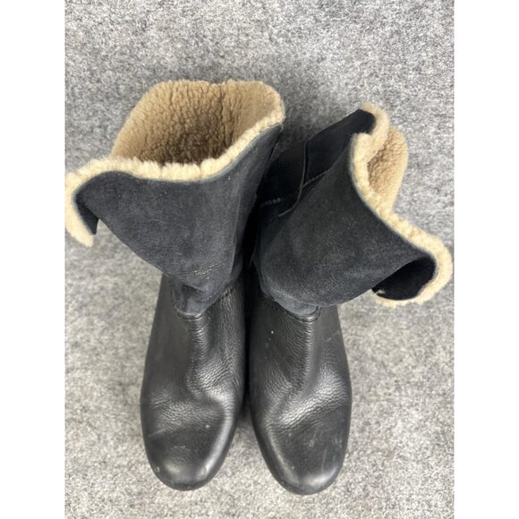 UGG Boots Womens Size 9 Black Shearling Lined Leather Clog Heels Studded 1003856 - Picture 3 of 8